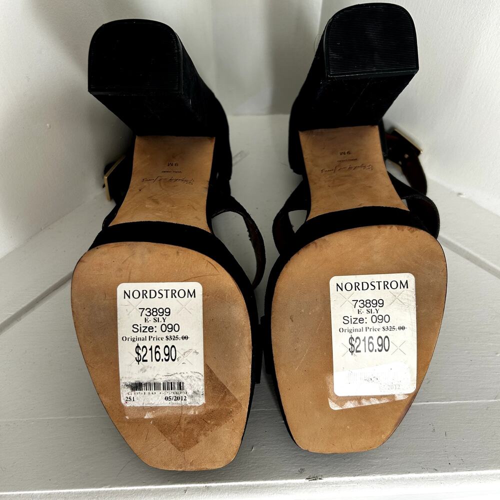 NWT Elizabeth & James black strappy platform heels - Picture 6 of 6